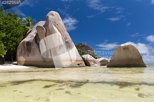 Image of island beach in indian ocean on seychelles