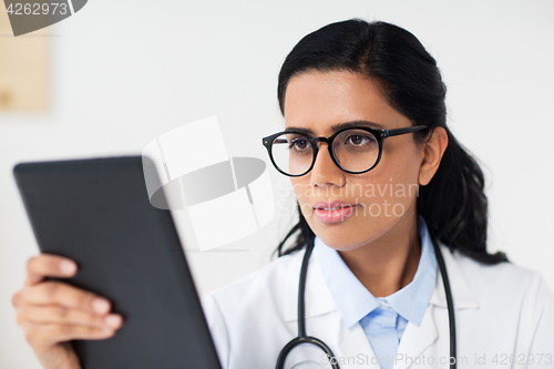 Image of female doctor with tablet pc at hospital