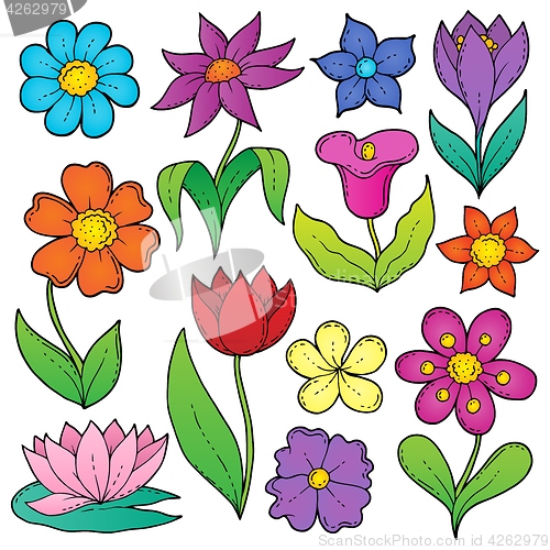 Image of Flower drawings thematic set 2