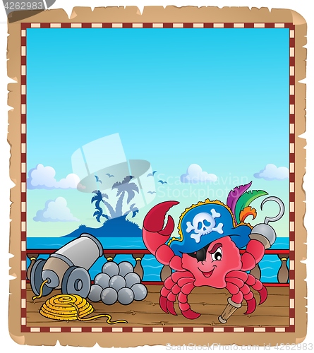 Image of Parchment with pirate crab on ship