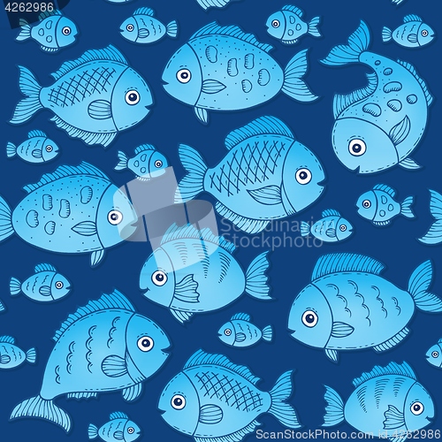 Image of Seamless background with fish drawings 2