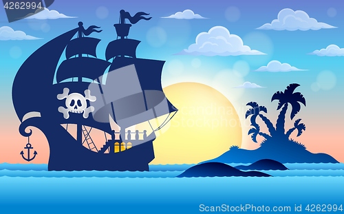 Image of Pirate vessel silhouette theme 5