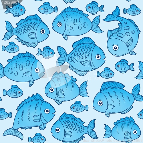 Image of Seamless background with fish drawings 1