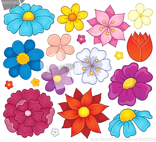 Image of Stylized flower heads theme set 1