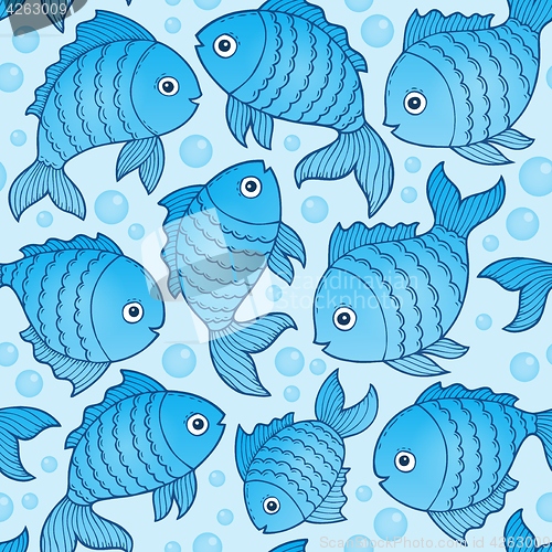 Image of Seamless background with fish drawings 3