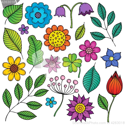 Image of Drawings of flowers and leaves theme 2