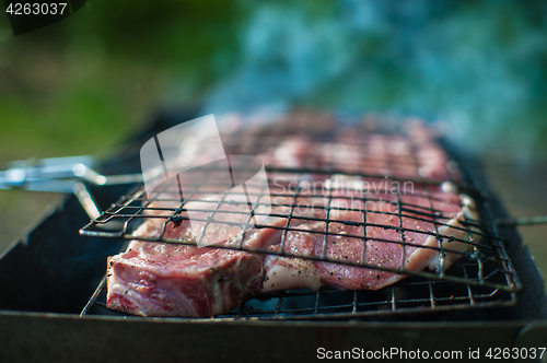 Image of Grilling fresh entrecote pork