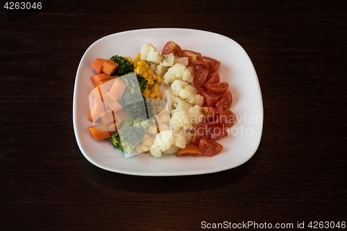 Image of Boiled vegetables on plate