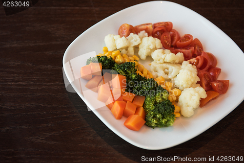 Image of Boiled vegetables on plate