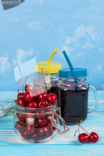 Image of Cherry juice with glass of berries