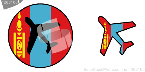 Image of Nation flag - Airplane isolated - Mongolia