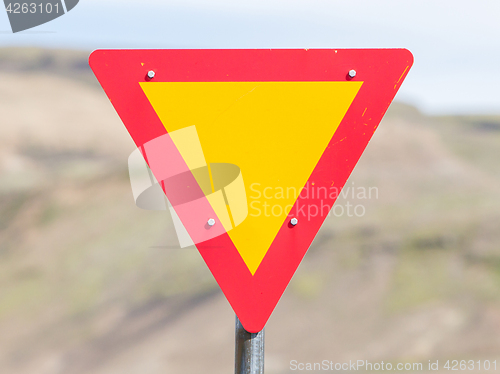 Image of Roadworks sign, bright yellow