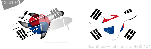 Image of Nation flag - Airplane isolated - South Korea