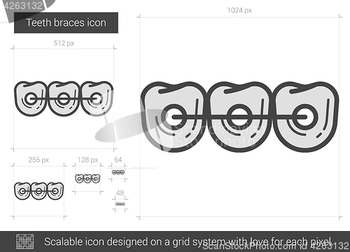 Image of Teeth braces line icon.