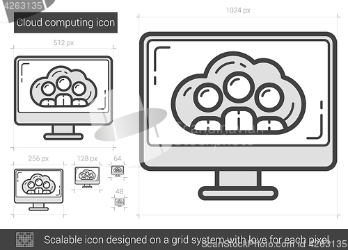 Image of Cloud computing line icon.