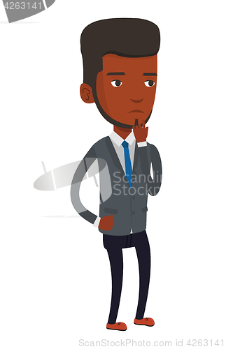 Image of Young businessman thinking vector illustration.