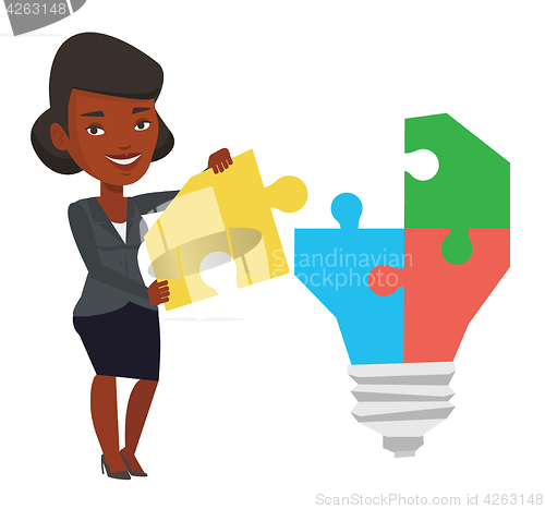 Image of Woman having business idea vector illustration.