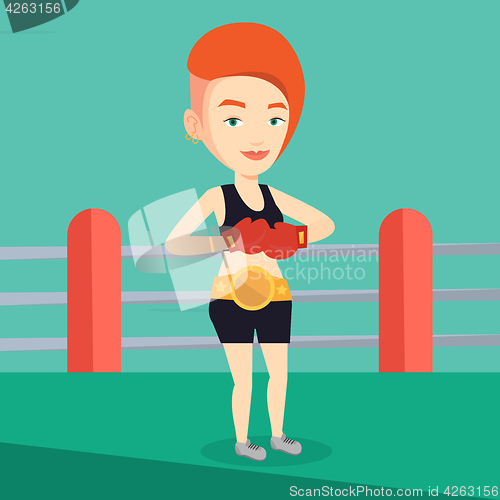 Image of Confident boxer in the ring vector illustration.