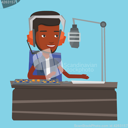 Image of Male dj working on the radio vector illustration