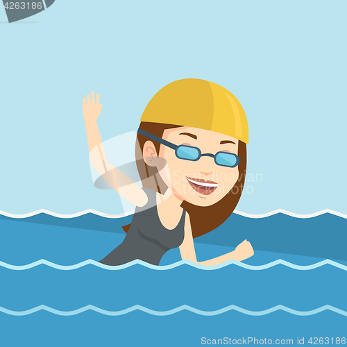 Image of Woman swimming vector illustration.