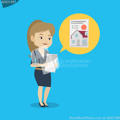 Image of Woman looking for house vector illustration.