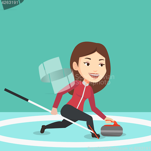 Image of Curling player playing on the rink.