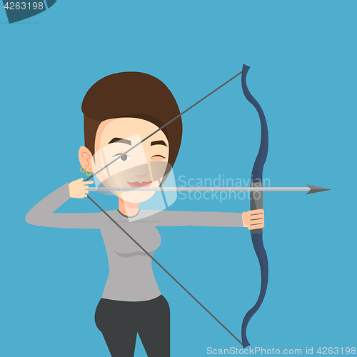 Image of Archer training with the bow vector illustration.