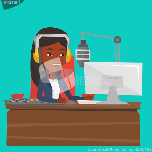 Image of Female dj working on the radio vector illustration