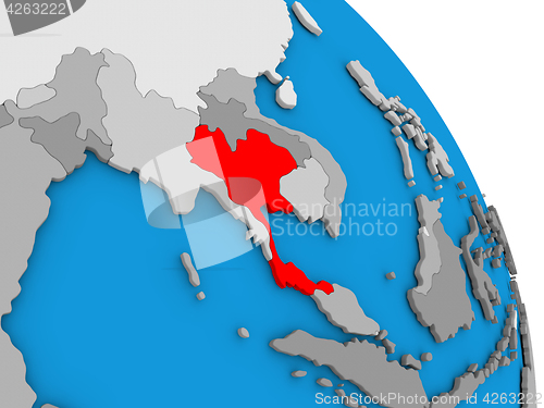 Image of Thailand on globe