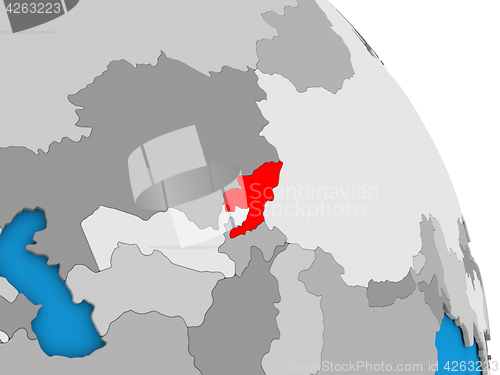 Image of Kyrgyzstan on globe