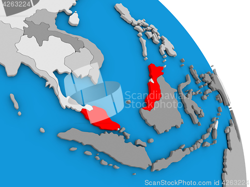 Image of Malaysia on globe