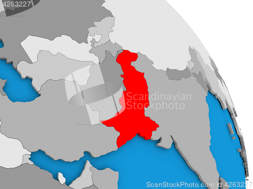 Image of Pakistan on globe