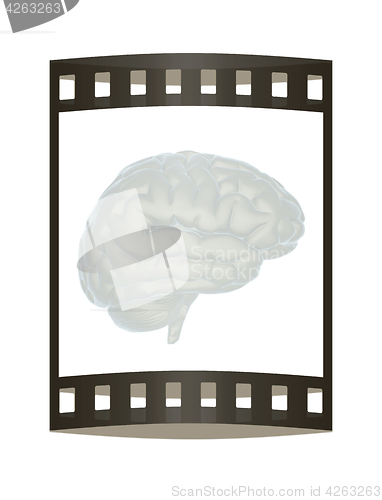 Image of 3D illustration of human brain. The film strip