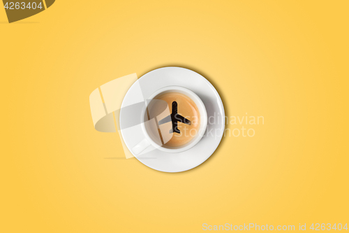 Image of The travel concept. The airport coffee cup. Top view