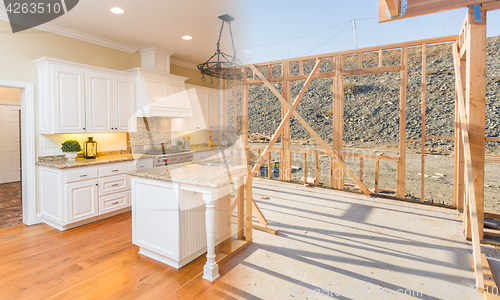 Image of Transition of Beautiful New Home Kitchen From Framing To Complet