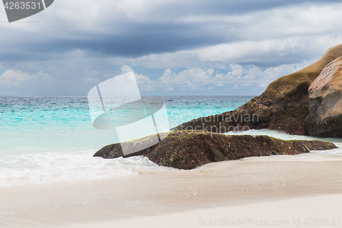 Image of island beach in indian ocean on seychelles