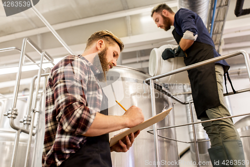 Image of men working at craft brewery or beer plant