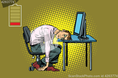 Image of businessman sleeping at the computer