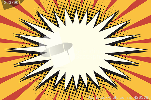 Image of white cartoon yellow splash on pop art background