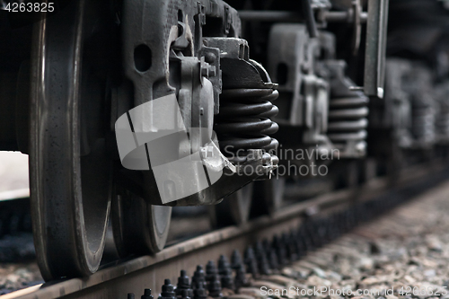 Image of train wheels on rails