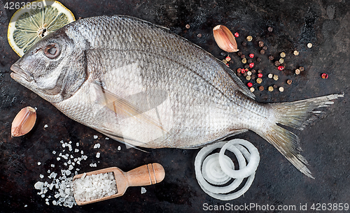 Image of Dorado fish on pan with spices