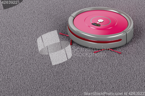 Image of Robot vacuum cleaner on the carpet