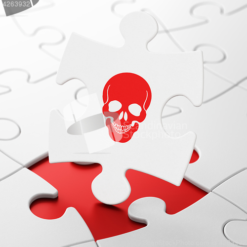 Image of Health concept: Scull on puzzle background