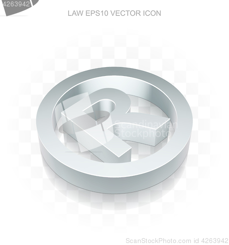 Image of Law icon: Flat metallic 3d Registered, transparent shadow, EPS 10 vector.