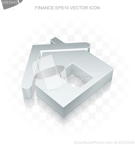 Image of Finance icon: Flat metallic 3d Home, transparent shadow, EPS 10 vector.