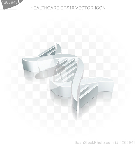 Image of Healthcare icon: Flat metallic 3d DNA, transparent shadow, EPS 10 vector.
