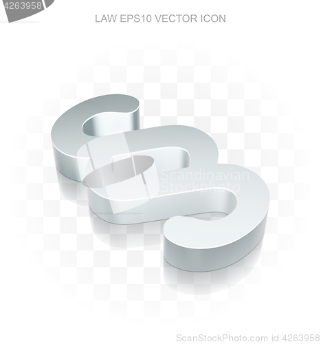Image of Law icon: Flat metallic 3d Paragraph, transparent shadow, EPS 10 vector.