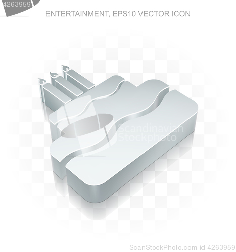 Image of Holiday icon: Flat metallic 3d Cake, transparent shadow EPS 10 vector.