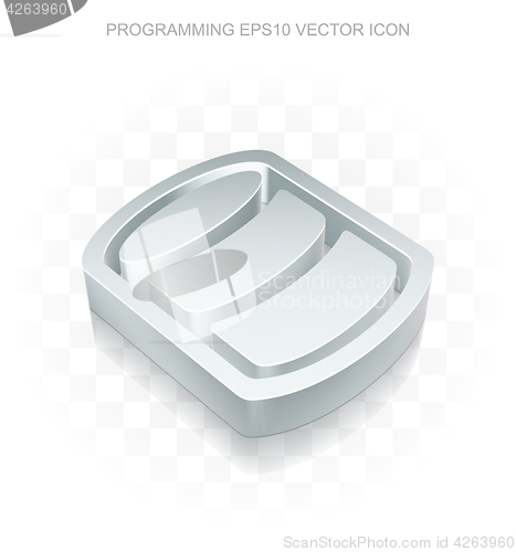 Image of Software icon: Flat metallic 3d Database, transparent shadow, EPS 10 vector.
