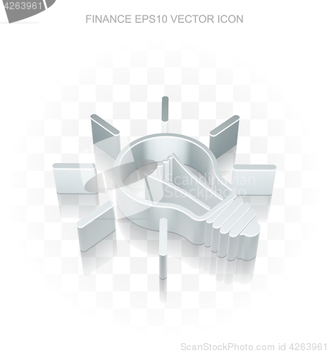 Image of Finance icon: Flat metallic 3d Light Bulb, transparent shadow, EPS 10 vector.
